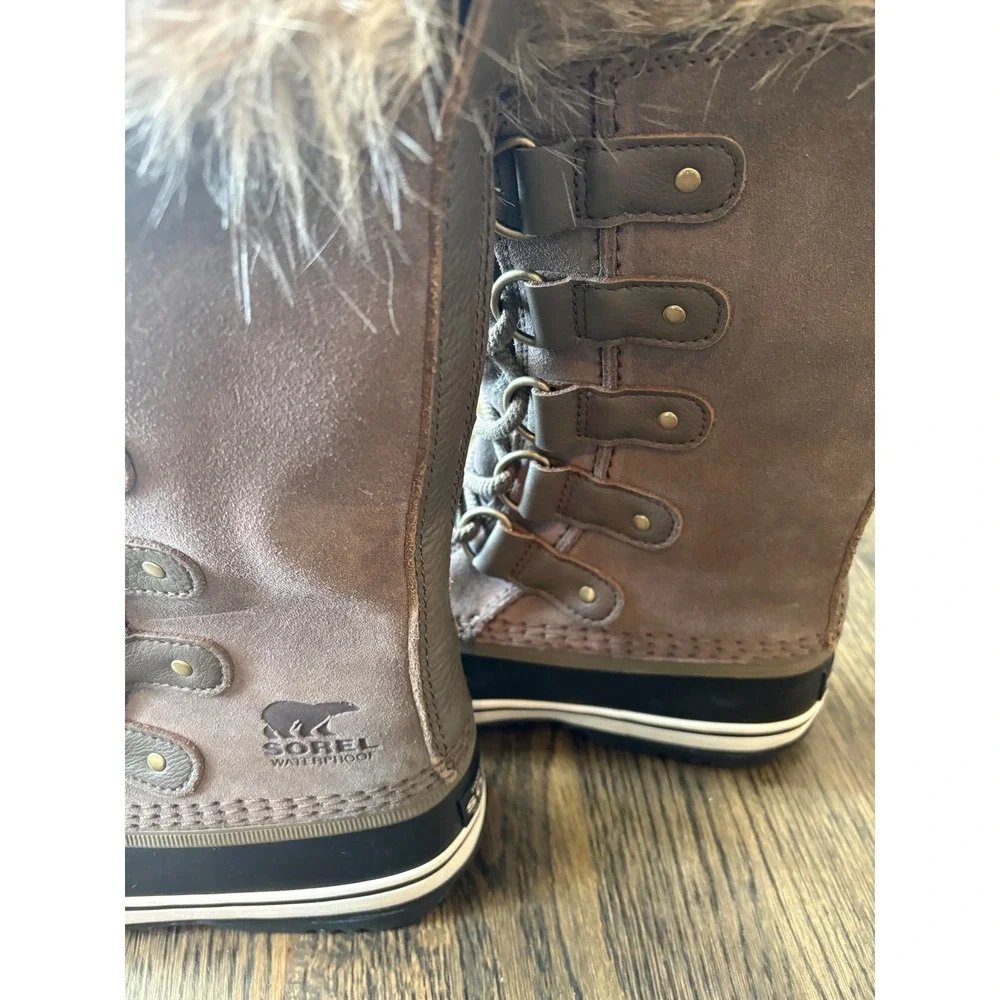 Sorel Joan of Arctic Brown Black Waterproof Winter Snow Boots Womens Size 5